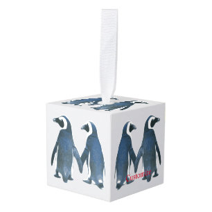 Adorno Cúbico Amor Pájaros Pingüino Pareja Thunder_Cove