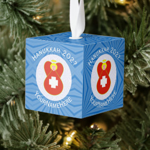 Adorno Cúbico Ángel Suizo Bandera de Hanukkah Personalizada 