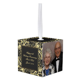 Adorno Cúbico Aniversario de boda negro del Flourish 50.o del