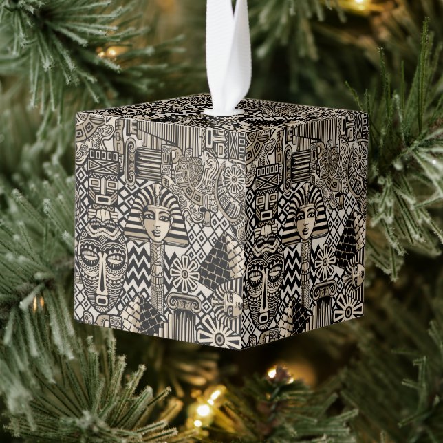 Adorno Cúbico Antiguos Símbolos Históricos Estilo Tatuaje (Árbol)