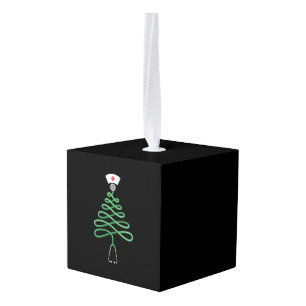 Adorno Cúbico Árbol de Navidad estetoscopio enfermera mopa Navid