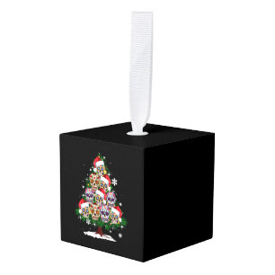 Adorno Cúbico Árbol de Navidad Flor Mexicana Azúcar Skull Santa 