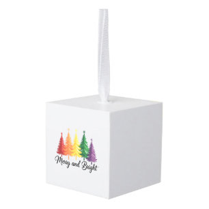 Adorno Cúbico Árbol de Navidad Gay LGBTQ Alegre y Brillante Arco