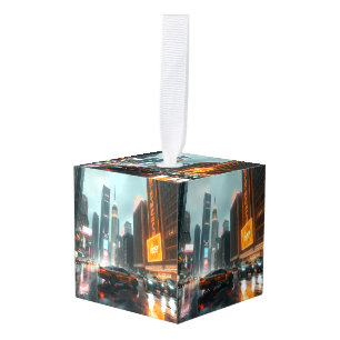 Adorno Cúbico Autos de la ciudad de Cyberpunk Skyscrapper