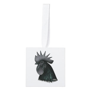 Adorno Cúbico Ayam Cemani Rooster Head