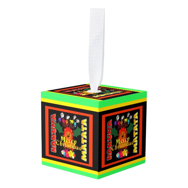 Adorno Cúbico Baby Simba Merry Christmas (Anverso en perspectiva)