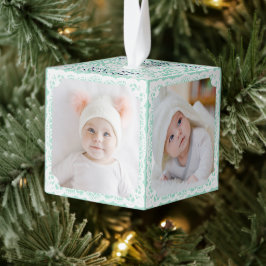 Adorno Cúbico Baby's First Christmas | Mint Green Multi Photo