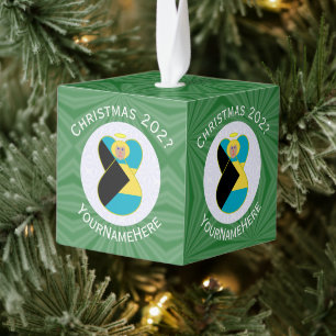 Adorno Cúbico Bahamas alardean a los Navidades de la bandera de 