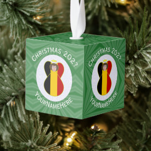 Adorno Cúbico Bandera de ángel de Bélgica Navidad Personalizada