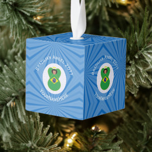 Adorno Cúbico Bandera de ángel de Hanukkah brasileña personaliza