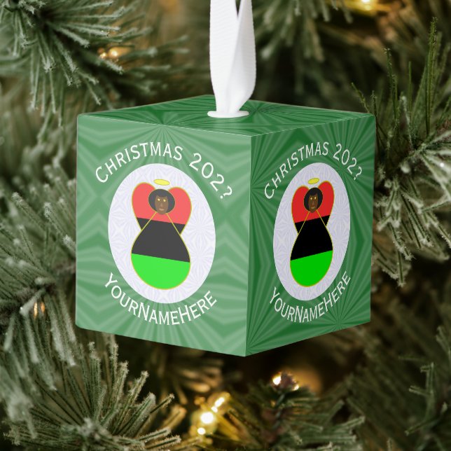 Adorno Cúbico Bandera de ángel de la diáspora africana personali (Árbol)