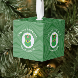 Adorno Cúbico Bandera de Ángel de Navidad Brasileño Personalizad