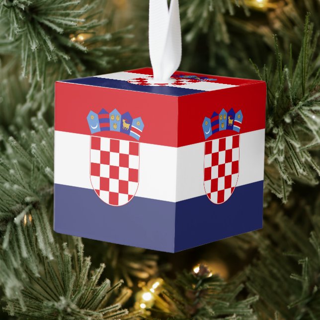 Adorno Cúbico Bandera de Croacia (Árbol)