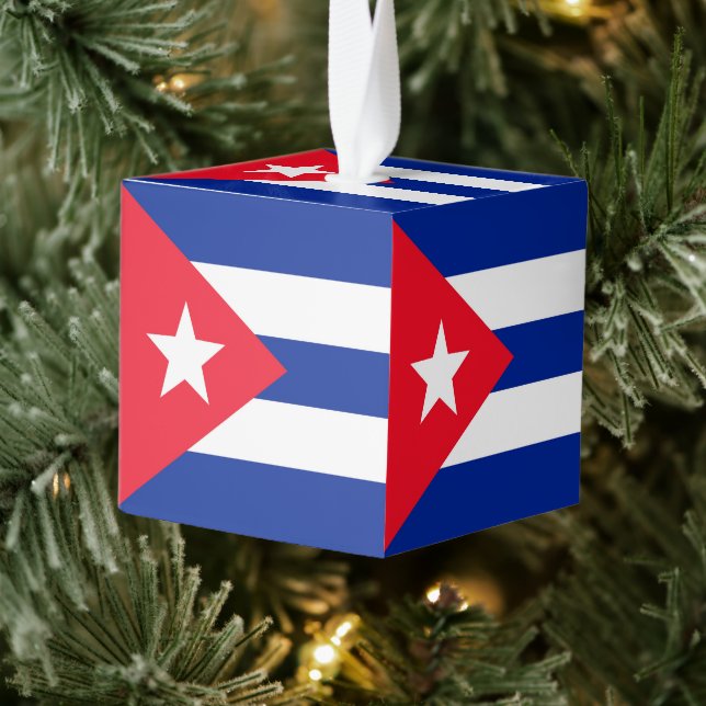 Adorno Cúbico Bandera de Cuba (Árbol)