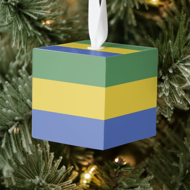 Adorno Cúbico Bandera de Gabón (Árbol)
