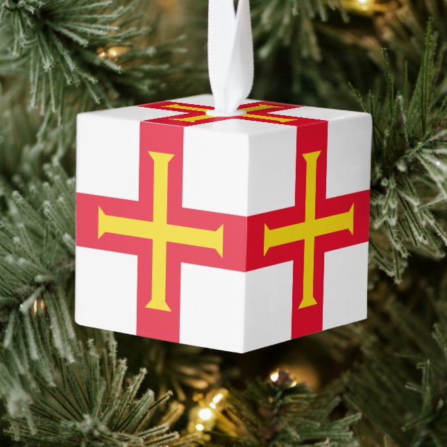 Adorno Cúbico Bandera de Guernsey (Árbol)