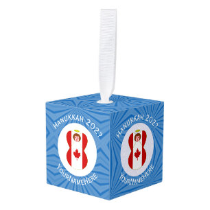 Adorno Cúbico Bandera de Hanukkah del Ángel Canadiense Personali