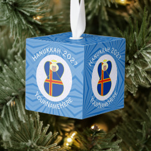 Adorno Cúbico Bandera de isleño de Åland Ángel.Hanukkah 