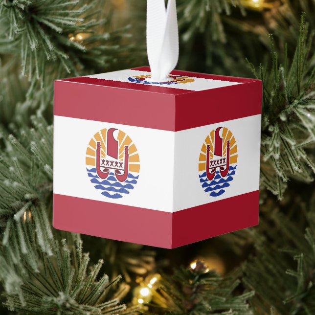 Adorno Cúbico Bandera de la Polinesia Francesa (Árbol)