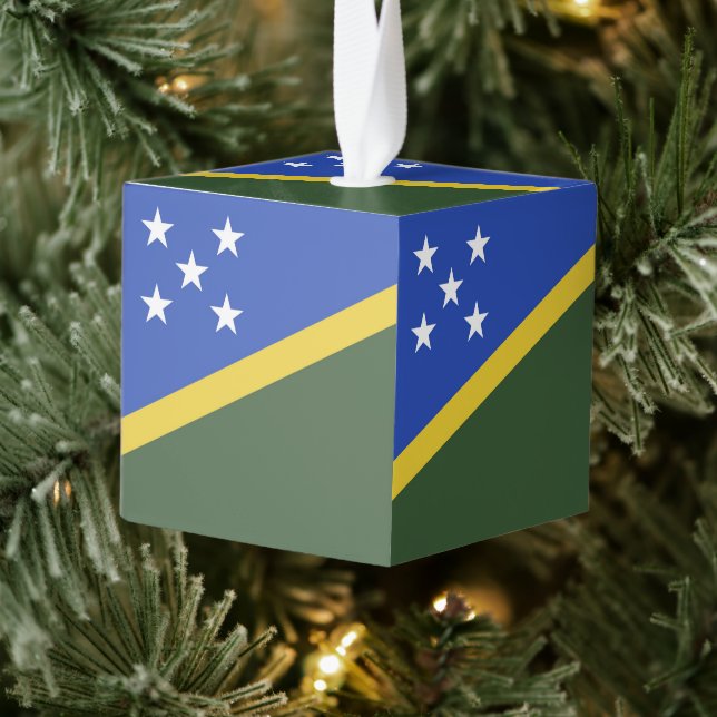 Adorno Cúbico Bandera de las Islas Salomón (Árbol)