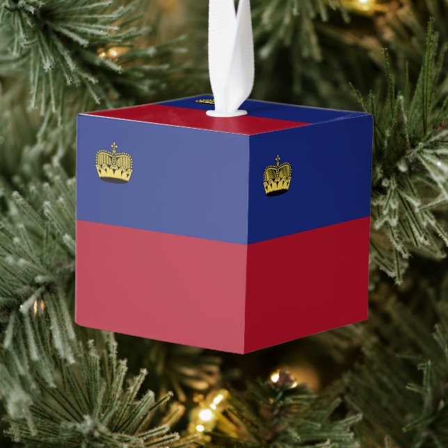 Adorno Cúbico Bandera de Liechtenstein (Árbol)