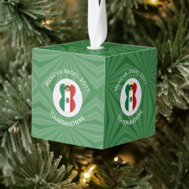 Adorno Cúbico Bandera de Navidad Ángel Mexicano Personalizada