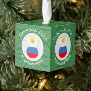Adorno Cúbico Bandera de Navidad de Ángel Ruso Personalizada 