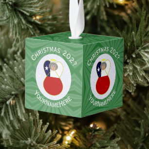 Adorno Cúbico Bandera de Navidad de Chile Abuela Ángel Personali