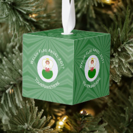 Adorno Cúbico Bandera de Navidad del ángel galés