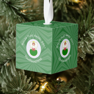 Adorno Cúbico Bandera de Navidad del ángel galés