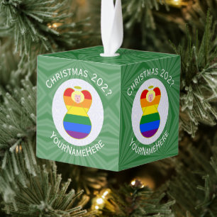 Adorno Cúbico Bandera de Navidad del Ángel Rubio Orgullo Gay Per