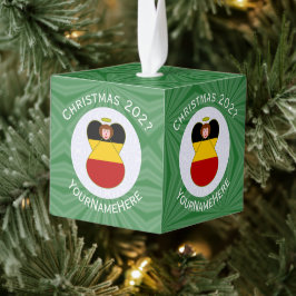 Adorno Cúbico Bandera de Navidad personalizada de ángel alemán