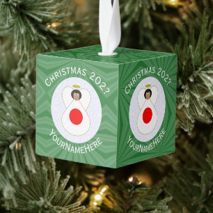 Adorno Cúbico Bandera de Navidad personalizada de ángel japonés