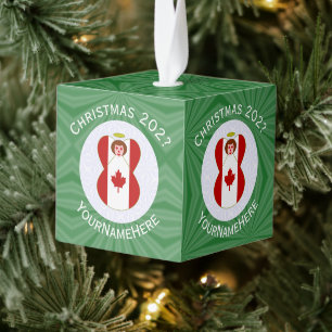 Adorno Cúbico Bandera de Navidad personalizada del ángel canadie