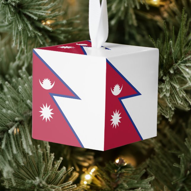 Adorno Cúbico Bandera de Nepal (Árbol)
