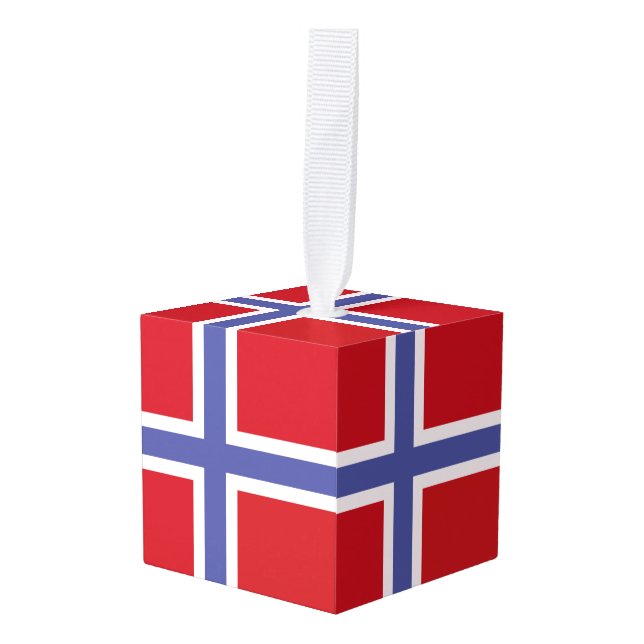 Adorno Cúbico Bandera de Noruega (Anverso en perspectiva)