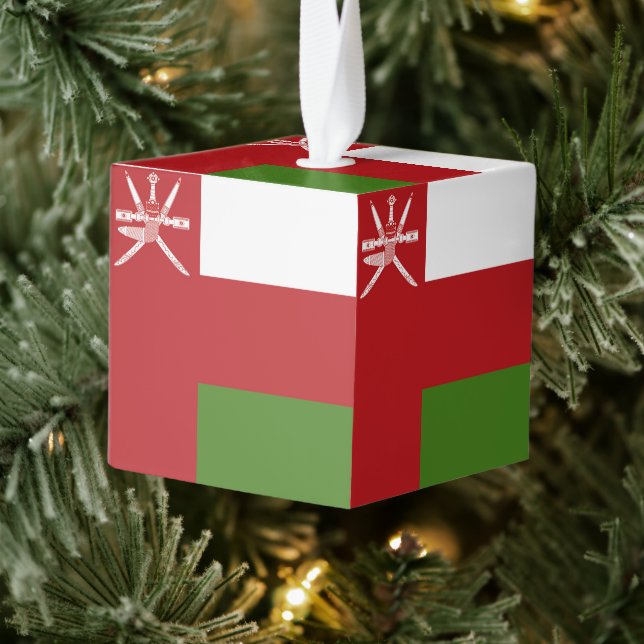 Adorno Cúbico Bandera de Omán (Árbol)