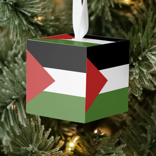 Adorno Cúbico Bandera de Palestina (Árbol)