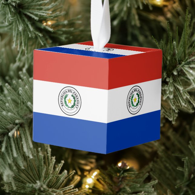 Adorno Cúbico Bandera de Paraguay (Árbol)