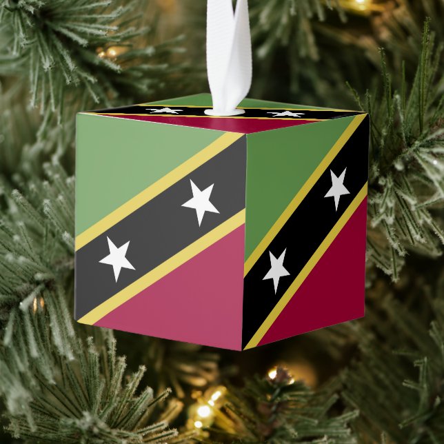 Adorno Cúbico Bandera de Saint Kitts y Nevis (Árbol)