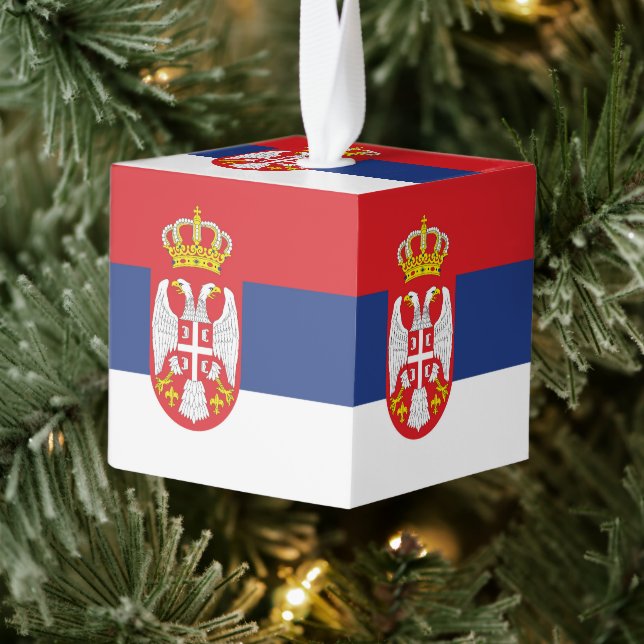 Adorno Cúbico Bandera de Serbia (Árbol)