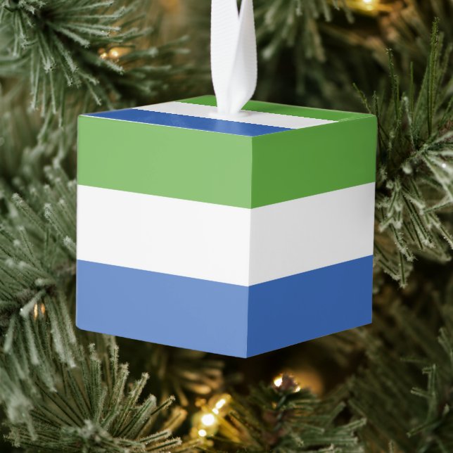 Adorno Cúbico Bandera de Sierra Leona (Árbol)