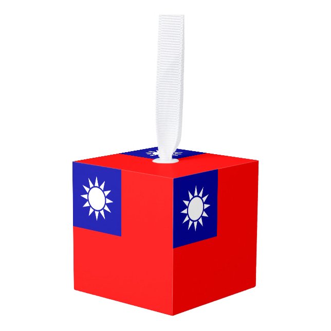 Adorno Cúbico Bandera de Taiwán (Anverso en perspectiva)