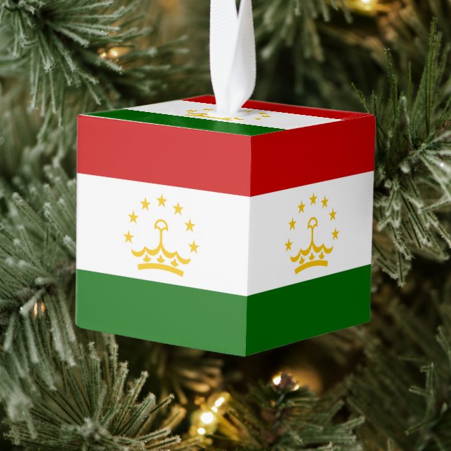 Adorno Cúbico Bandera de Tayikistán (Árbol)