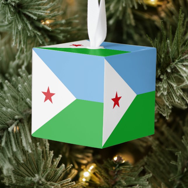 Adorno Cúbico Bandera de Yibuti (Árbol)