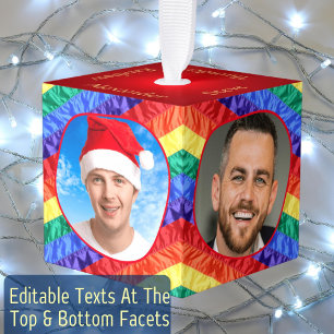 Adorno Cúbico Bandera del orgullo gay LGBTQ 4 Estrellas de arco