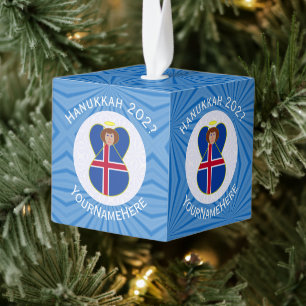 Adorno Cúbico Bandera islandesa personalizada del ángel de Hanuk