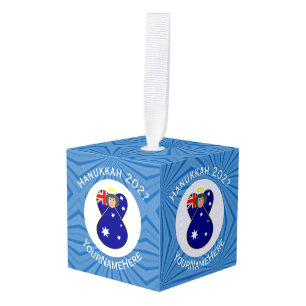 Adorno Cúbico Bandera personalizada de Hanukkah del ángel austra