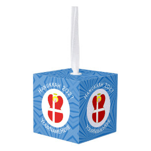 Adorno Cúbico Bandera personalizada de Hanukkah del ángel danés