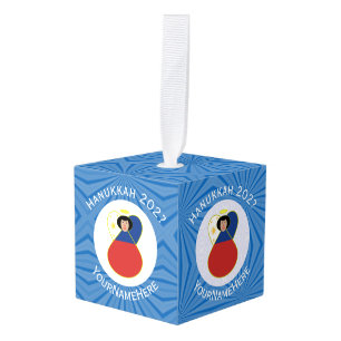 Adorno Cúbico Bandera personalizada de Hanukkah del ángel filipi